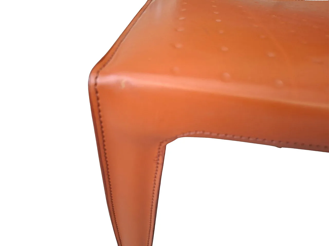 4 Orange leather and iron chairs, 20th century 8