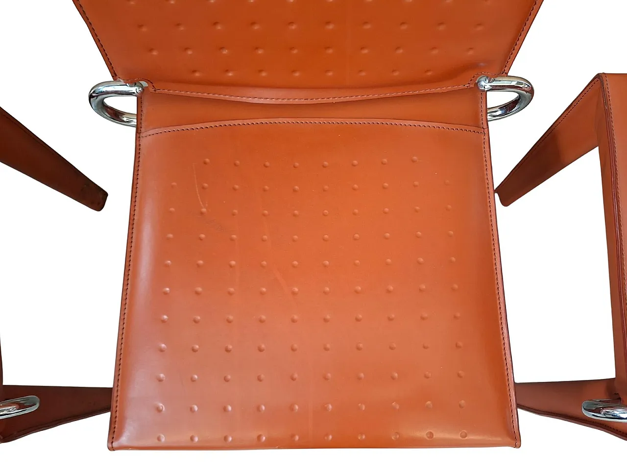 4 Orange leather and iron chairs, 20th century 9