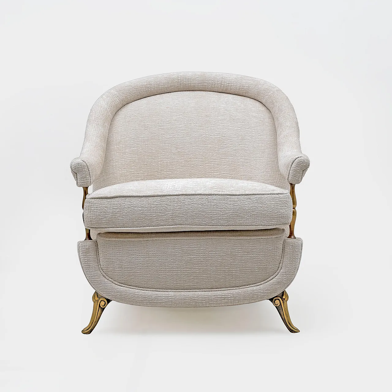 Pair of Mid-Century armchairs Art Deco with brass details, 1950s 5