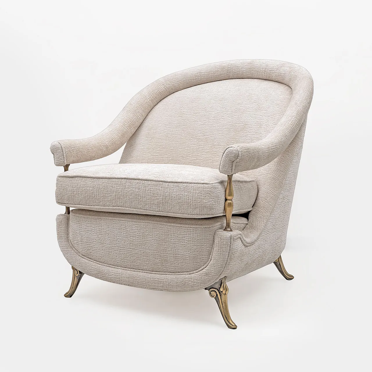 Pair of Mid-Century armchairs Art Deco with brass details, 1950s 7