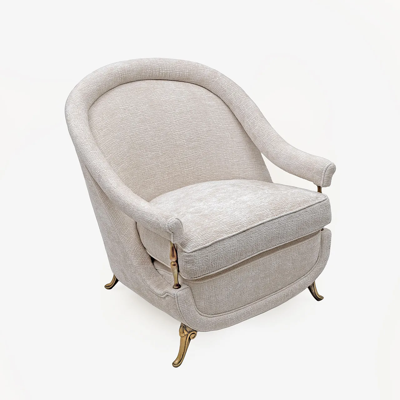 Pair of Mid-Century armchairs Art Deco with brass details, 1950s 8