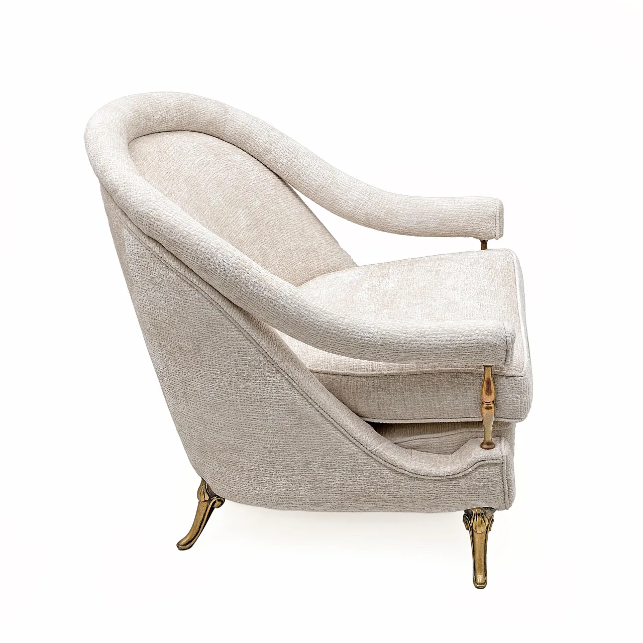 Pair of Mid-Century armchairs Art Deco with brass details, 1950s 9