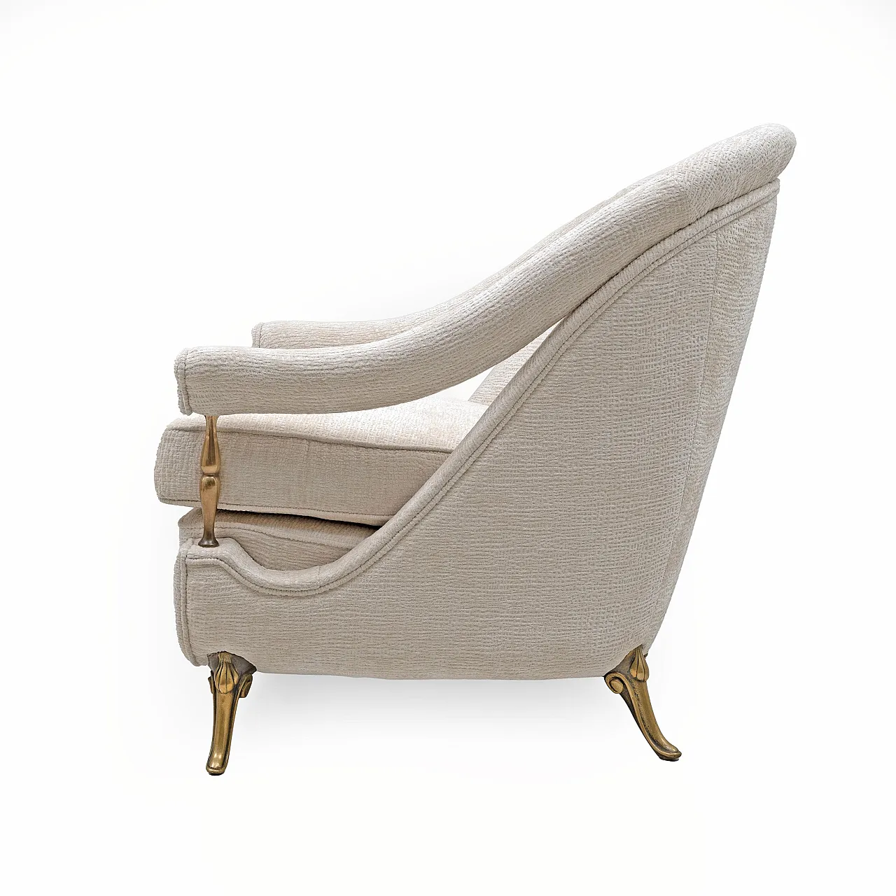 Pair of Mid-Century armchairs Art Deco with brass details, 1950s 11