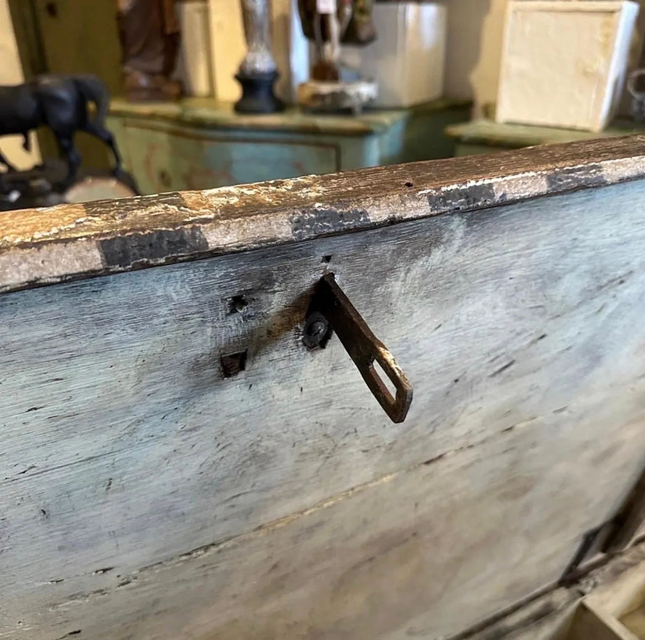 Cassapanca fiorentina in legno laccato bianco e nero, fine '800 16