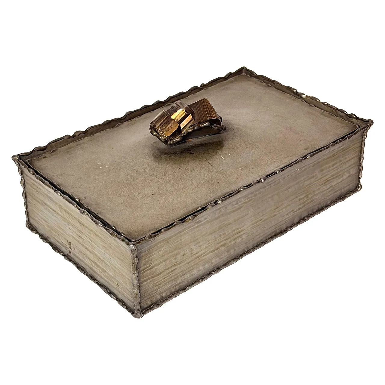Handmade rectangular pewter box by Attilio Nani, 1960s 1
