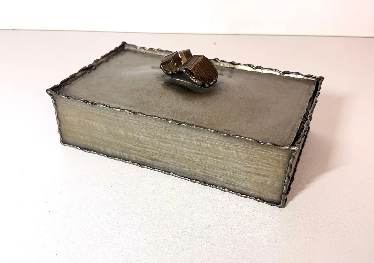 Handmade rectangular pewter box by Attilio Nani, 1960s 3