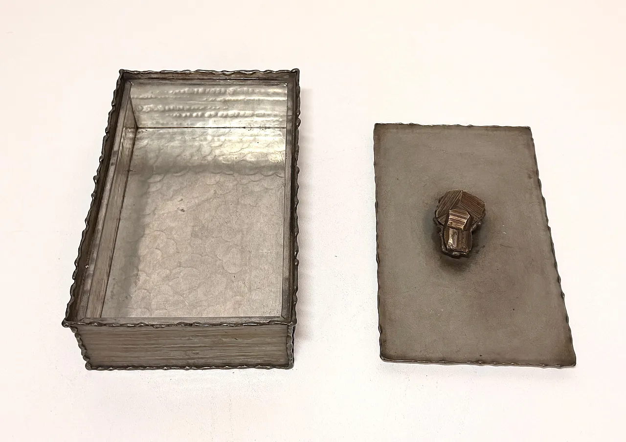 Handmade rectangular pewter box by Attilio Nani, 1960s 4