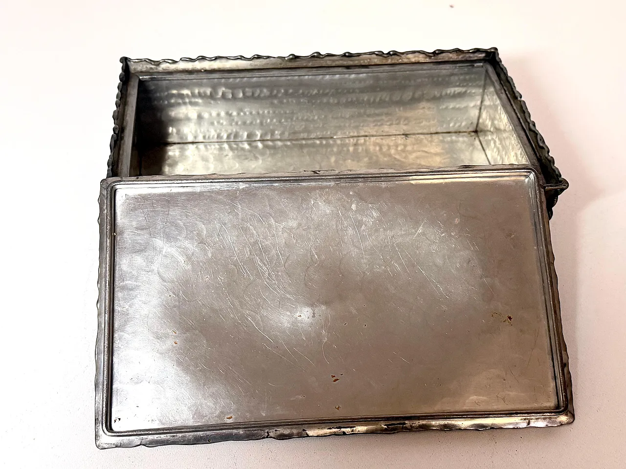 Handmade rectangular pewter box by Attilio Nani, 1960s 5