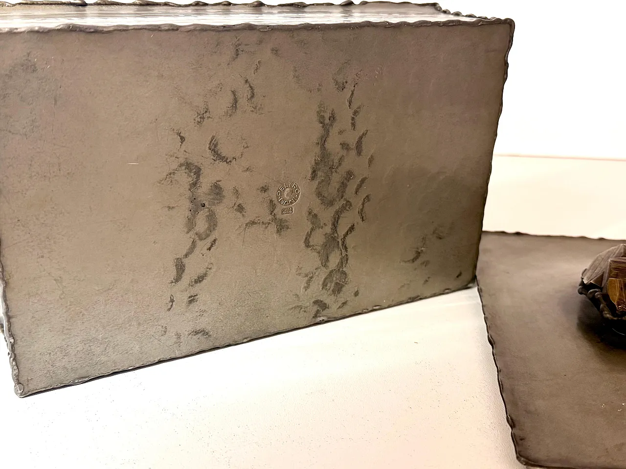 Handmade rectangular pewter box by Attilio Nani, 1960s 11
