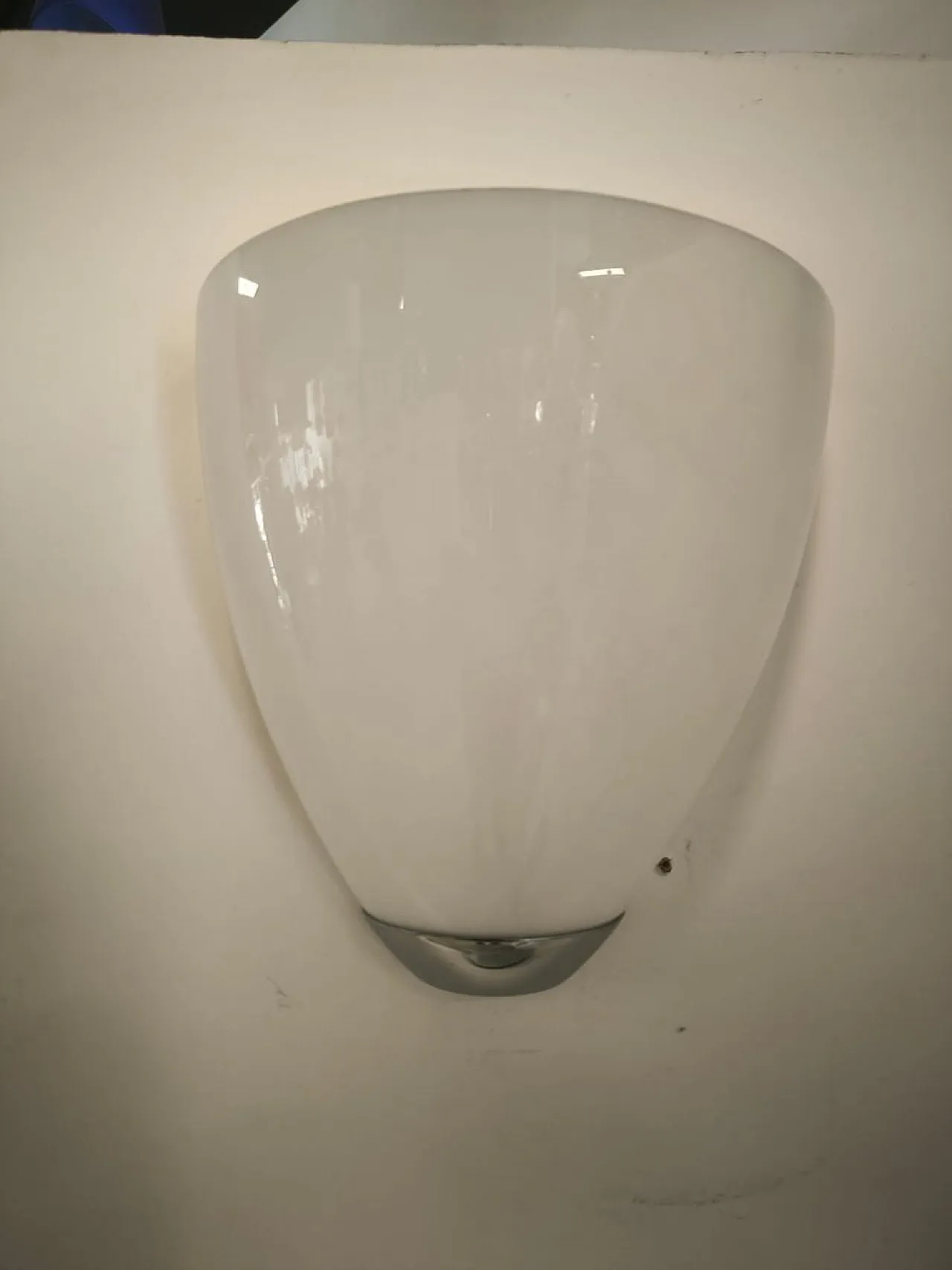 Lampada da parete in vetro di Murano bianco lucido, anni '90 2