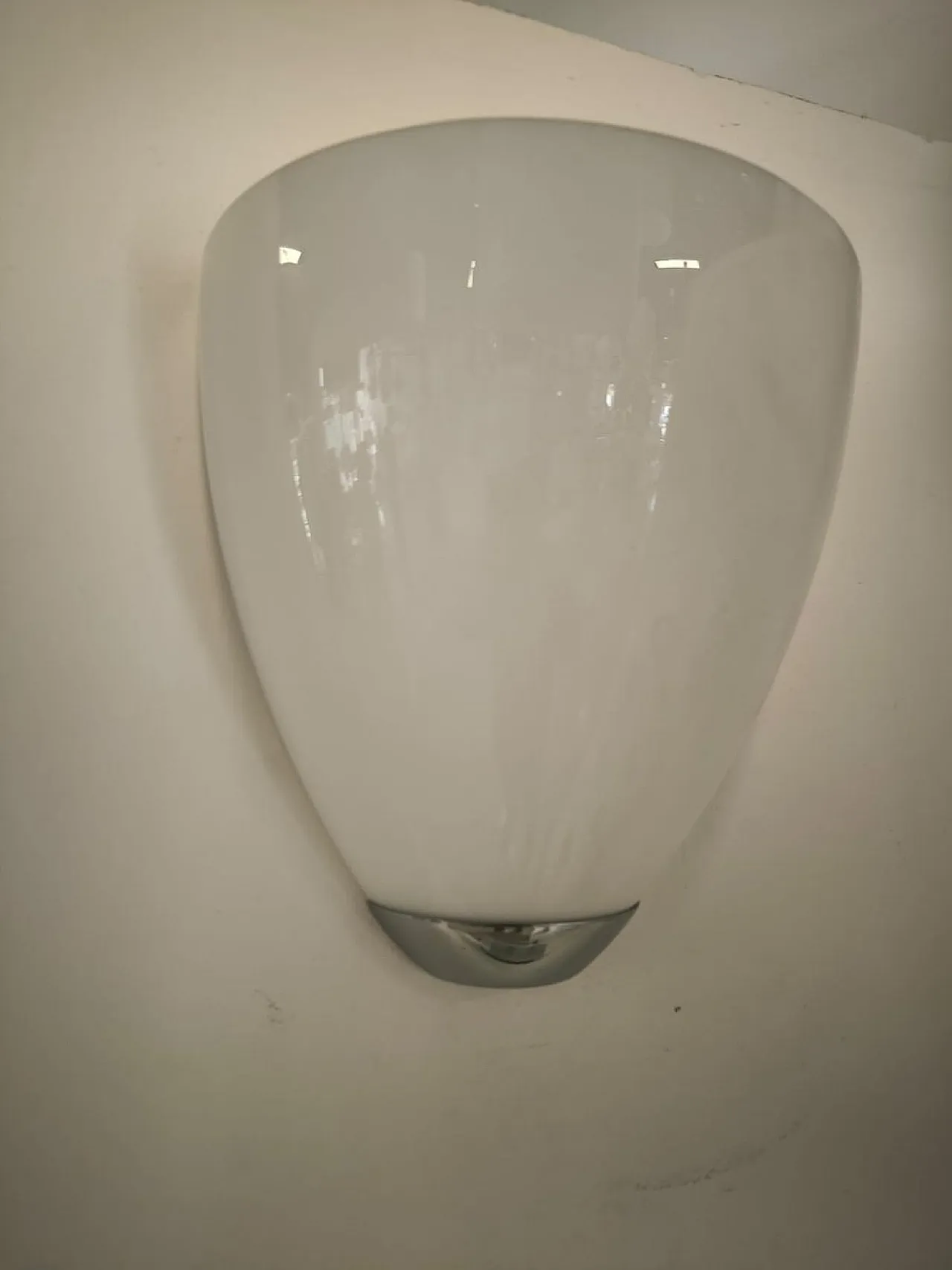 Lampada da parete in vetro di Murano bianco lucido, anni '90 3