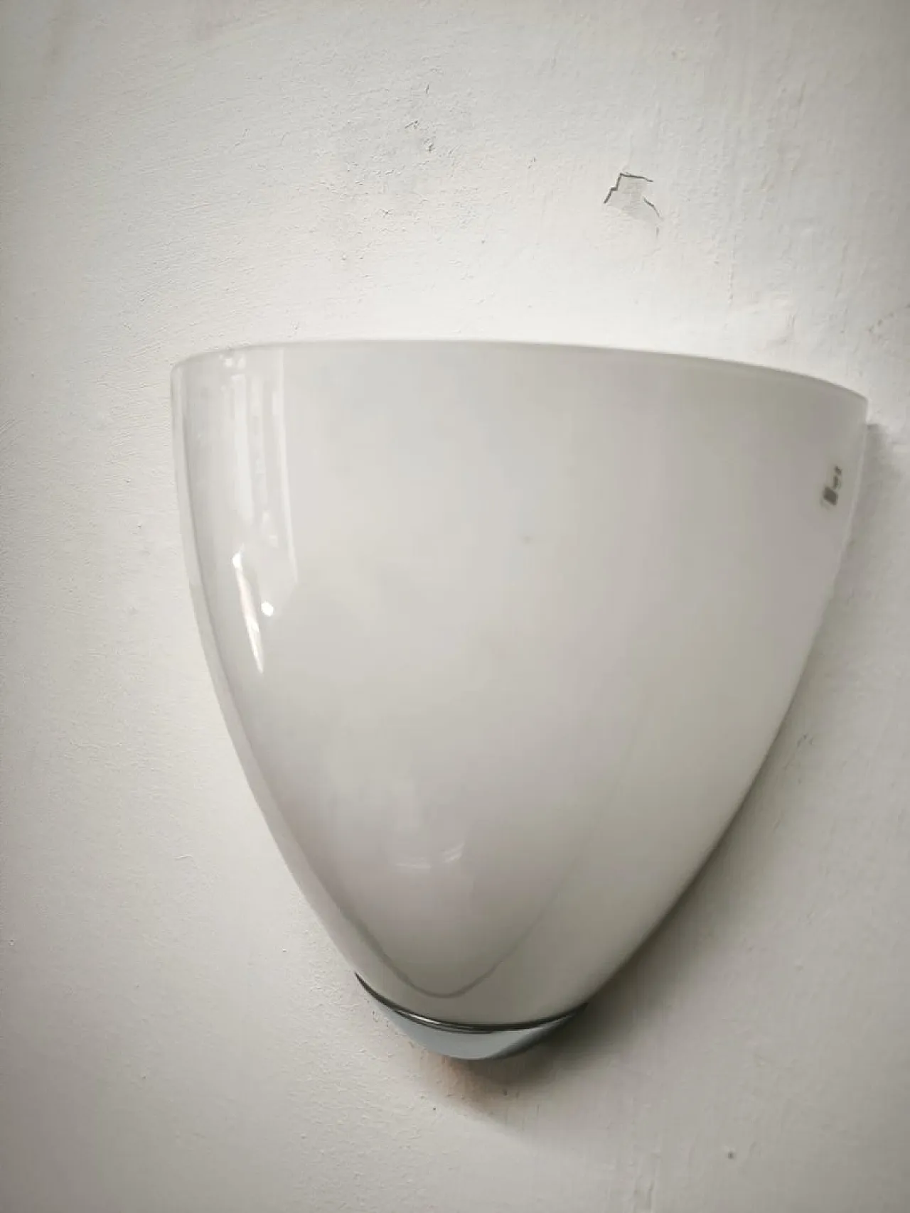 Lampada da parete in vetro di Murano bianco lucido, anni '90 5