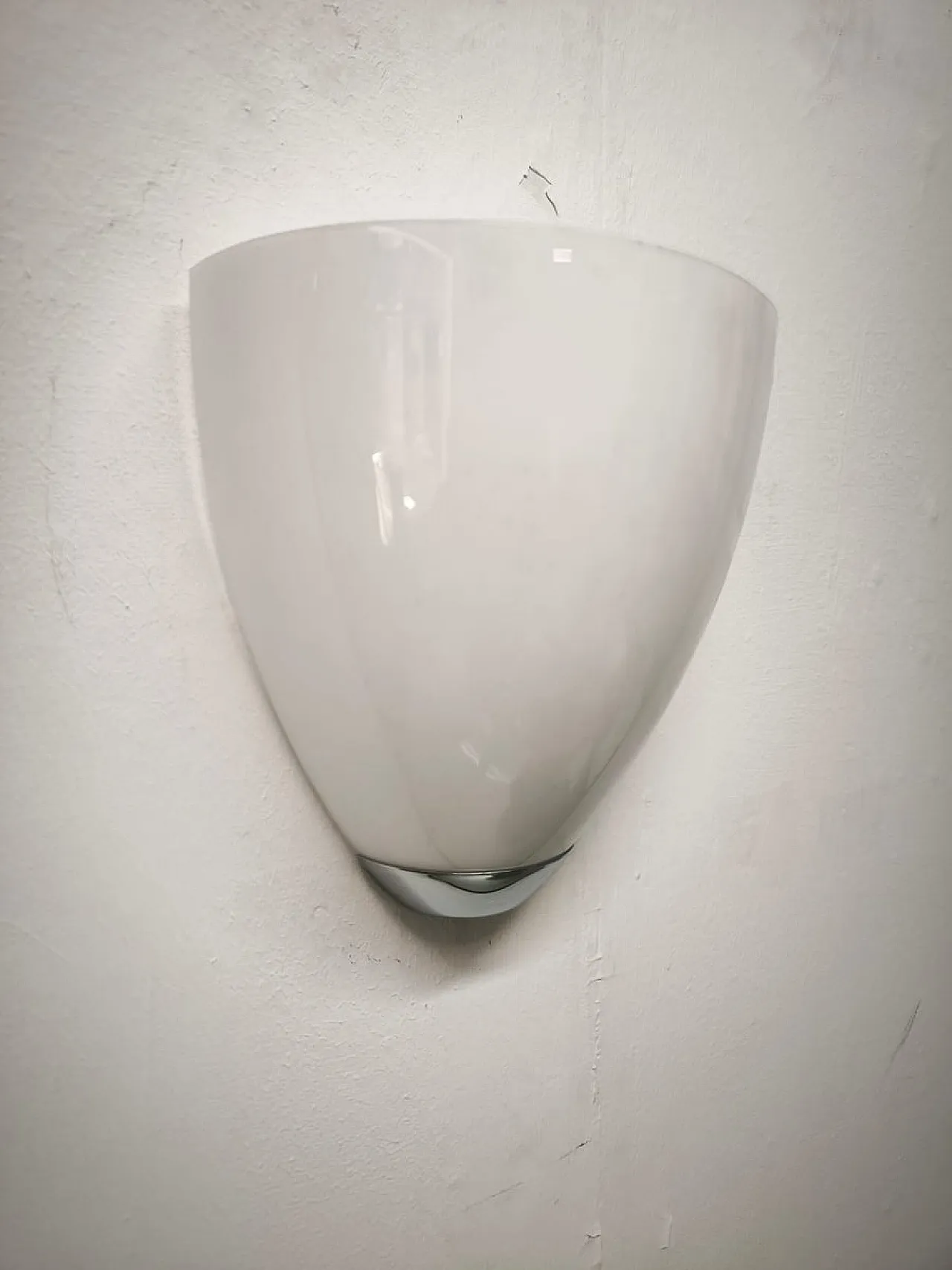 Lampada da parete in vetro di Murano bianco lucido, anni '90 6