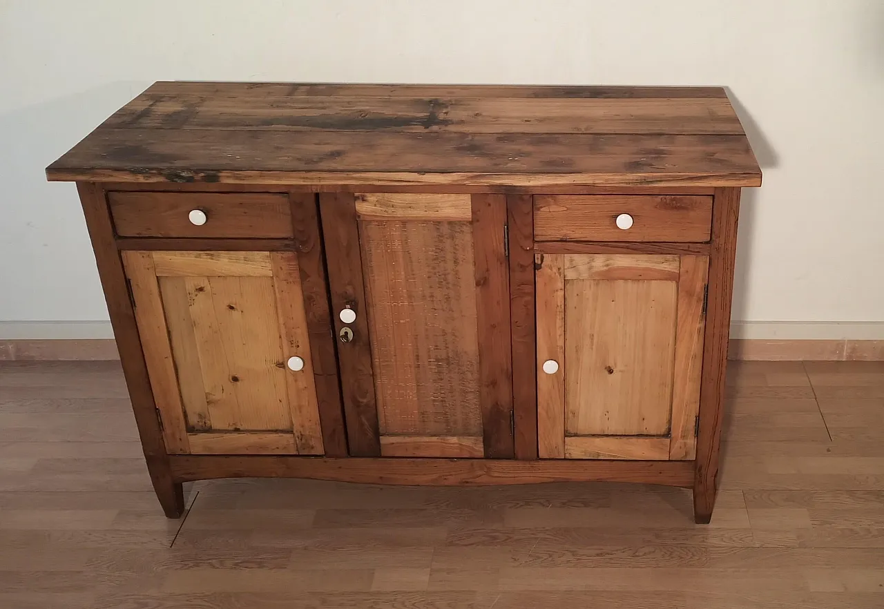 Consolle multimediale rustica con credenza in pino, '800 2