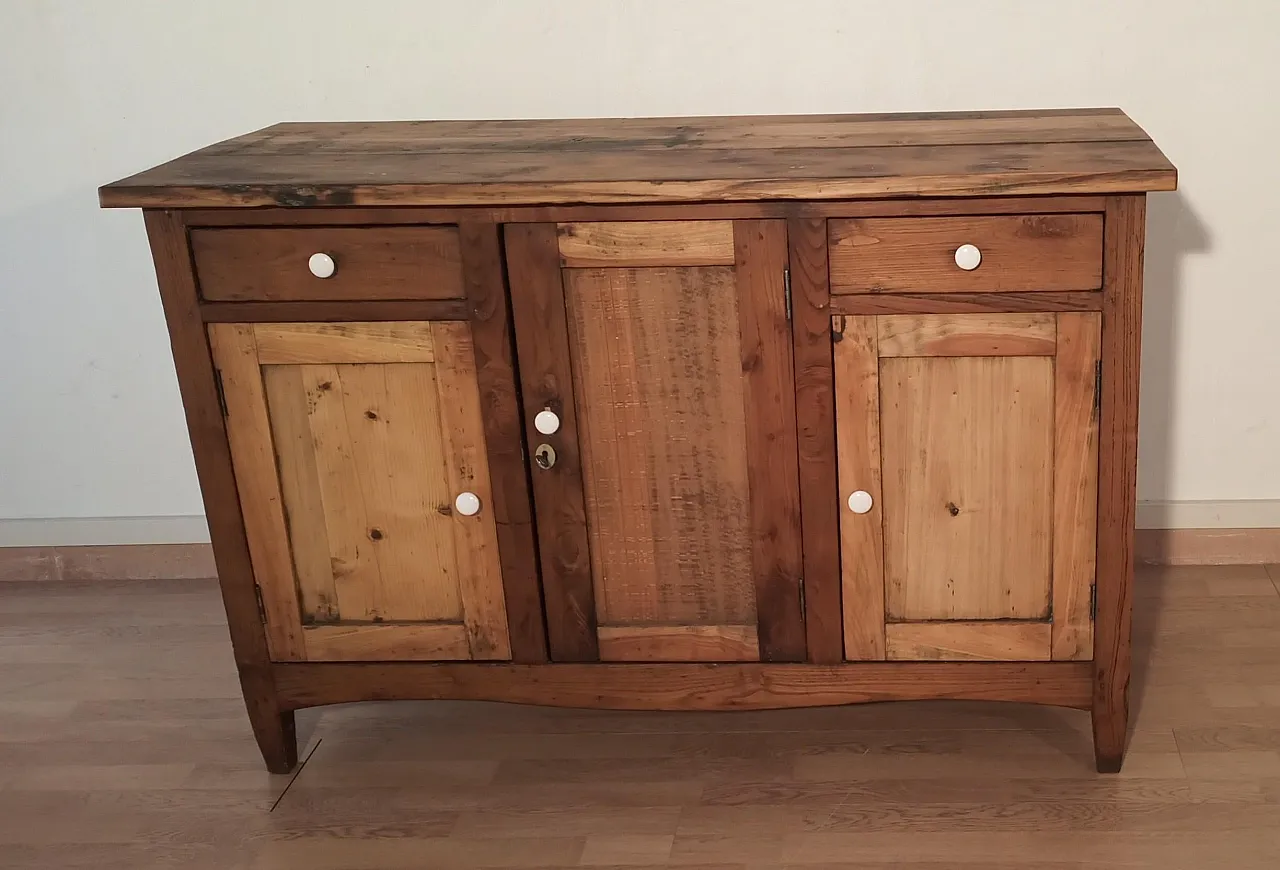 Consolle multimediale rustica con credenza in pino, '800 3