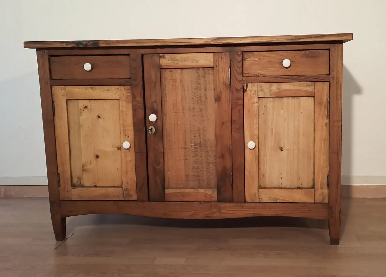 Consolle multimediale rustica con credenza in pino, '800 4