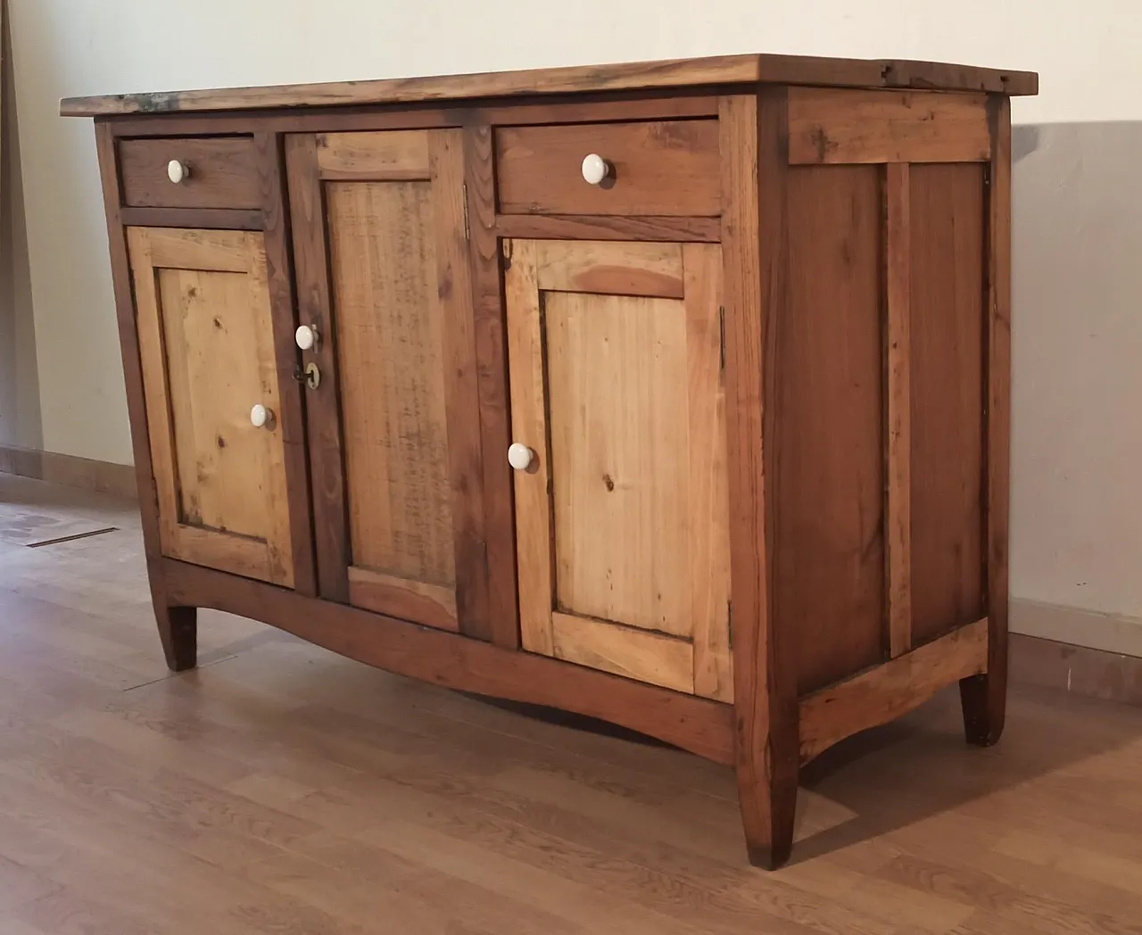 Consolle multimediale rustica con credenza in pino, '800 6