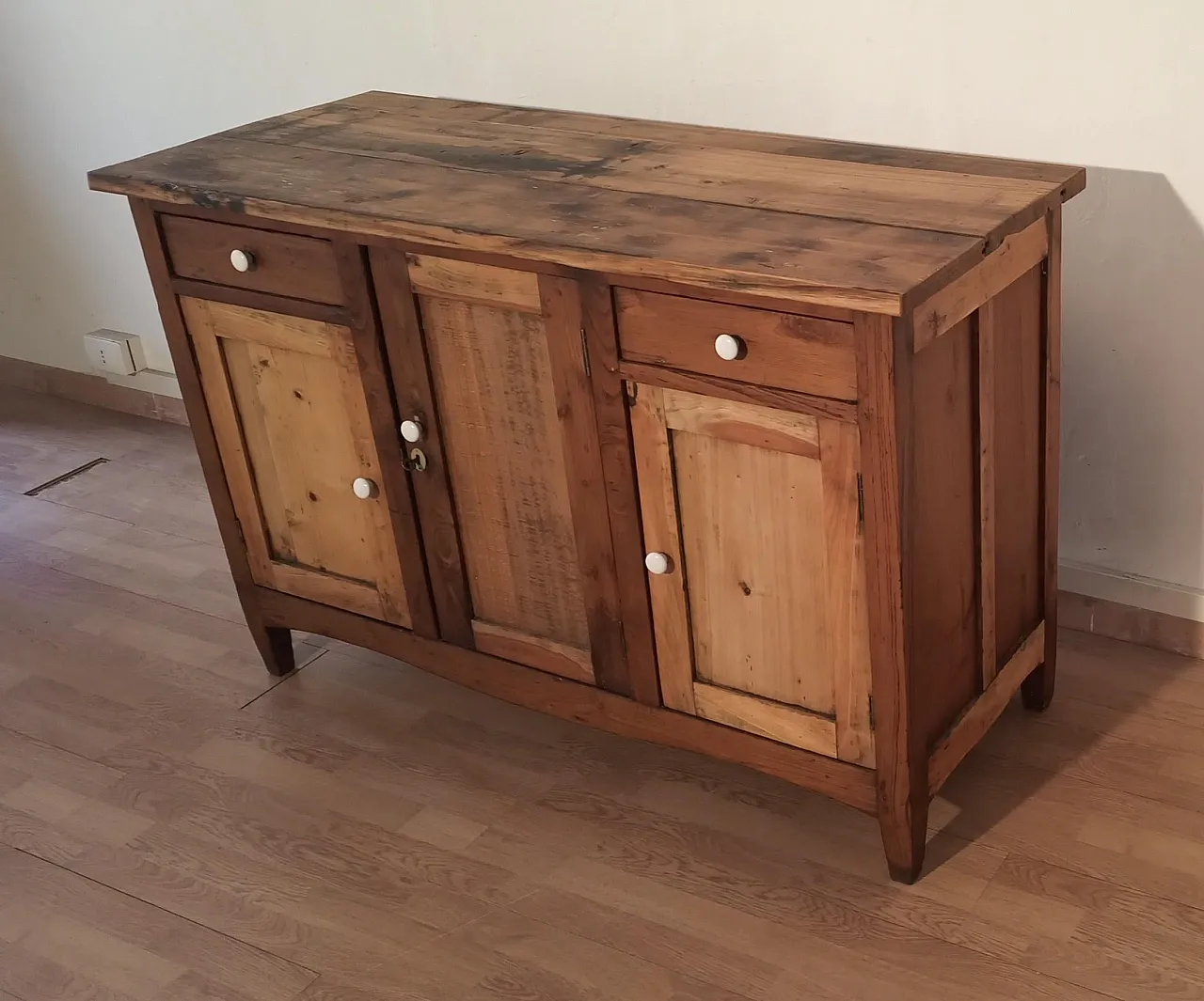 Consolle multimediale rustica con credenza in pino, '800 7