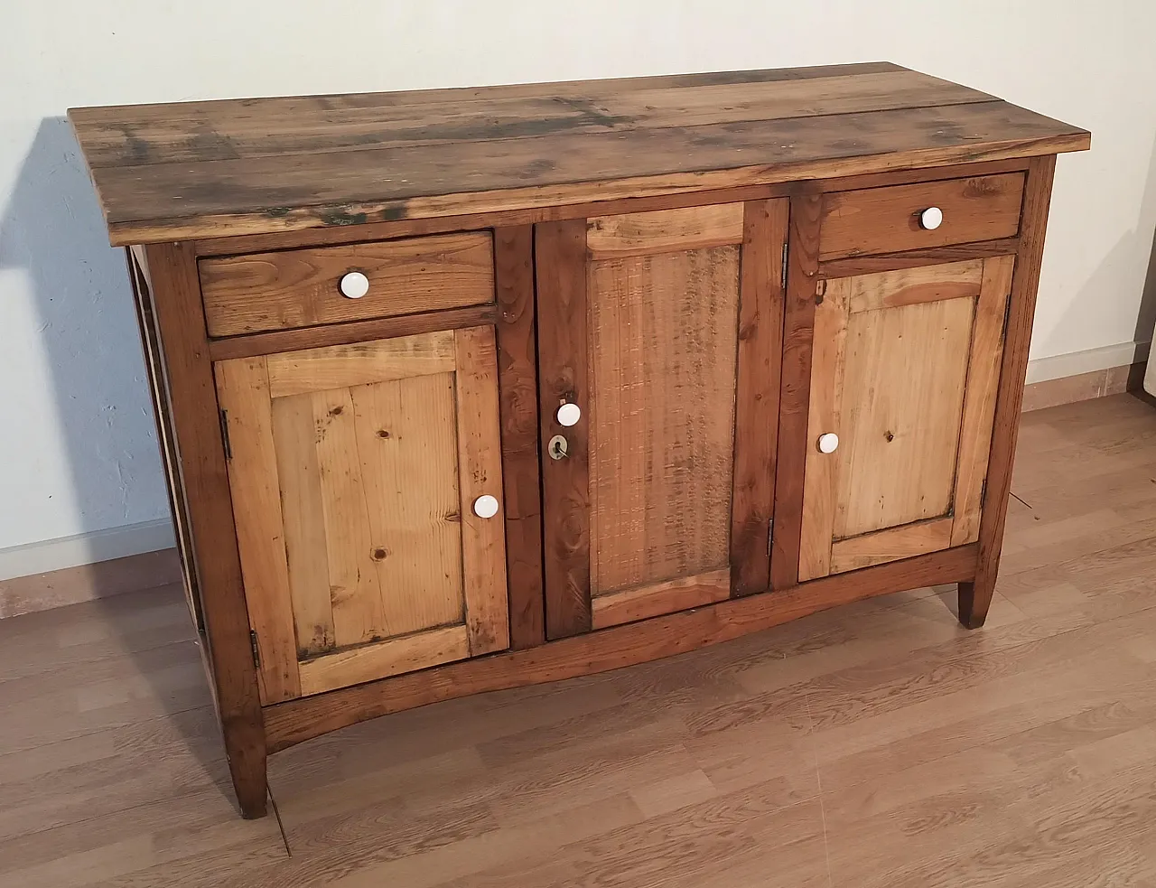 Consolle multimediale rustica con credenza in pino, '800 12