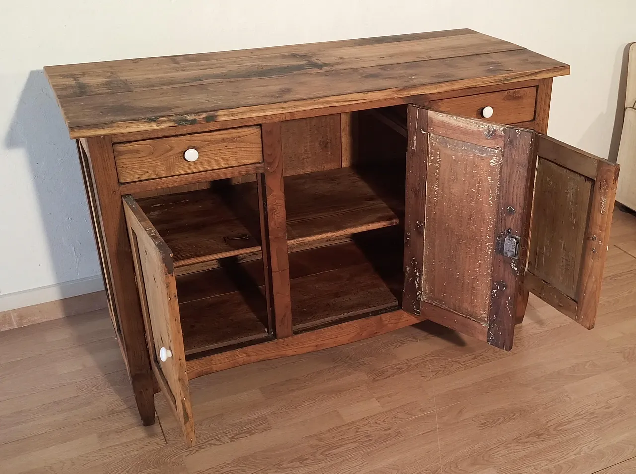 Consolle multimediale rustica con credenza in pino, '800 15