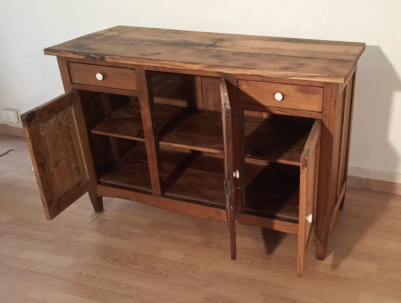 Consolle multimediale rustica con credenza in pino, '800 16