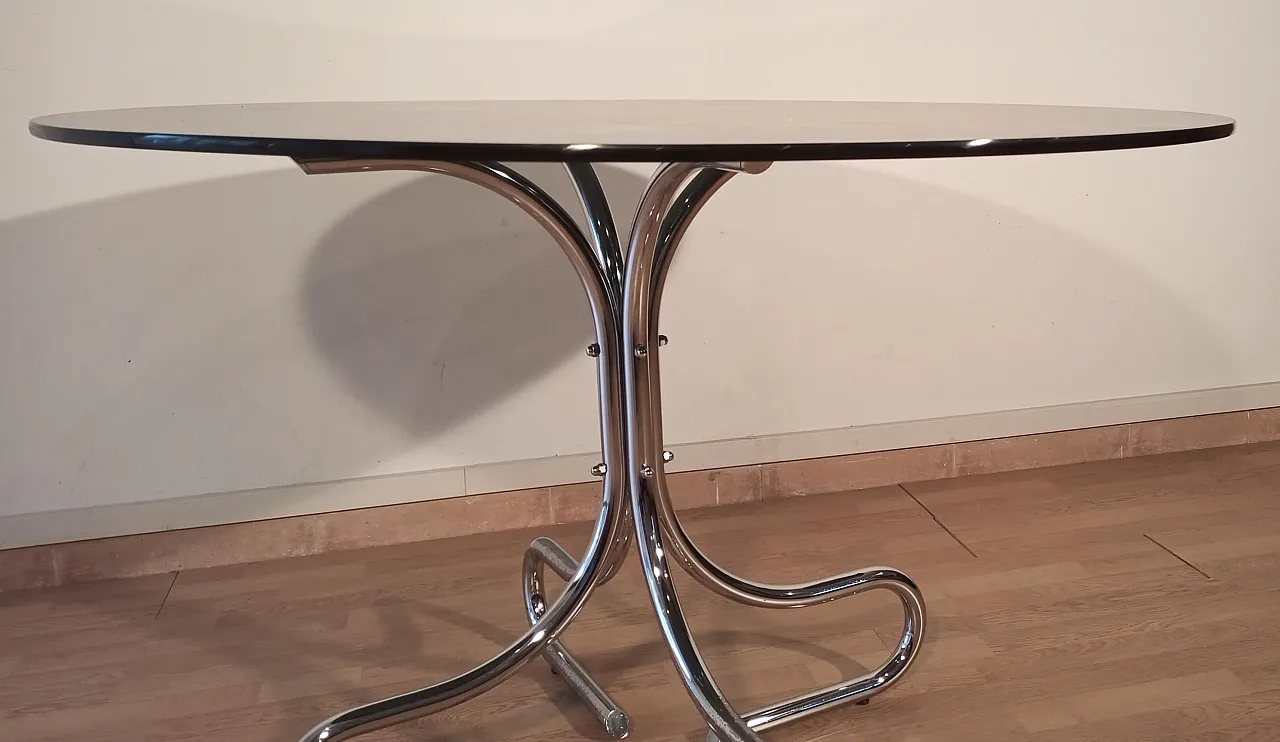Tavolino da caffè cromato in vetro fumé, anni '60 16