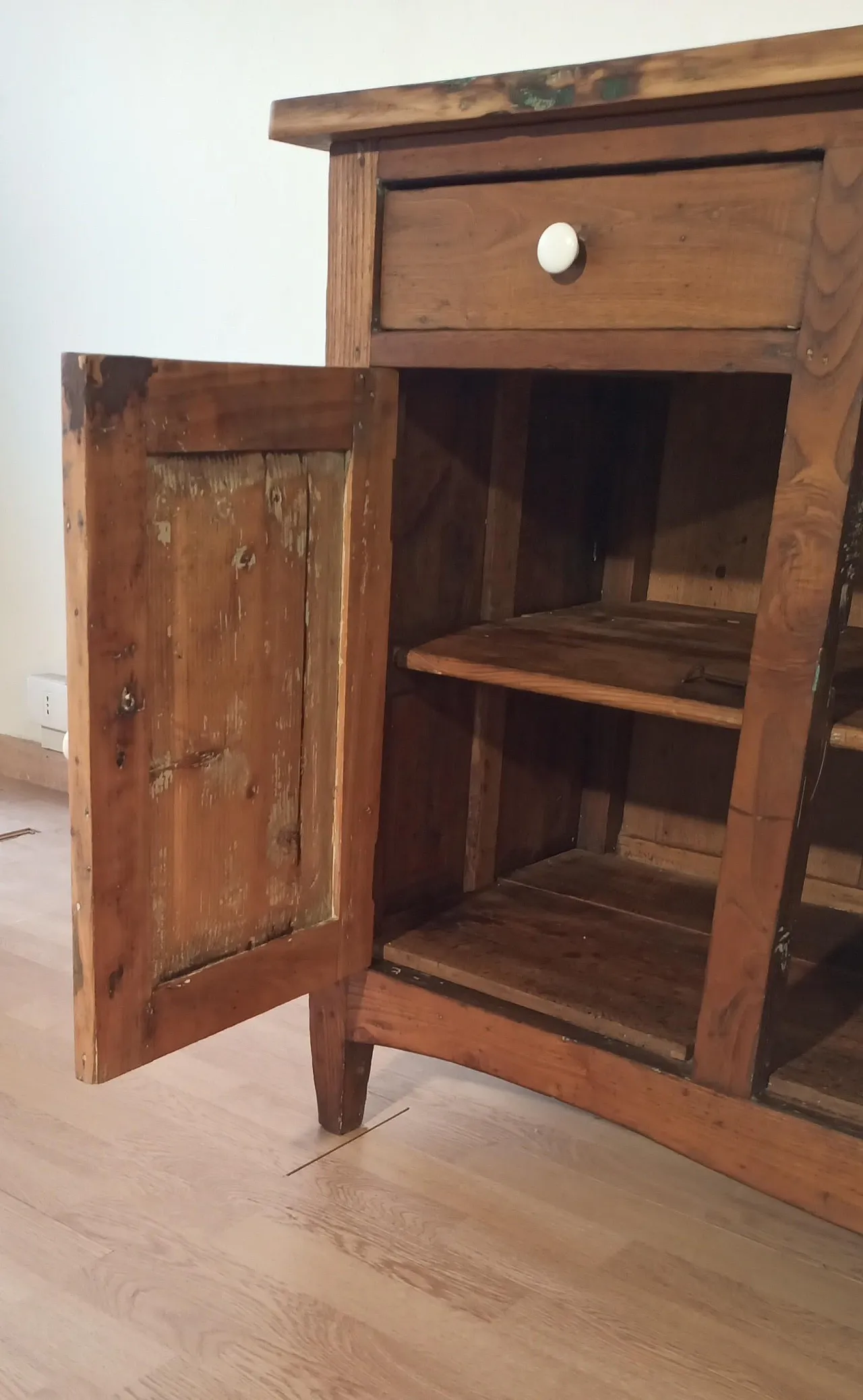 Consolle multimediale rustica con credenza in pino, '800 18