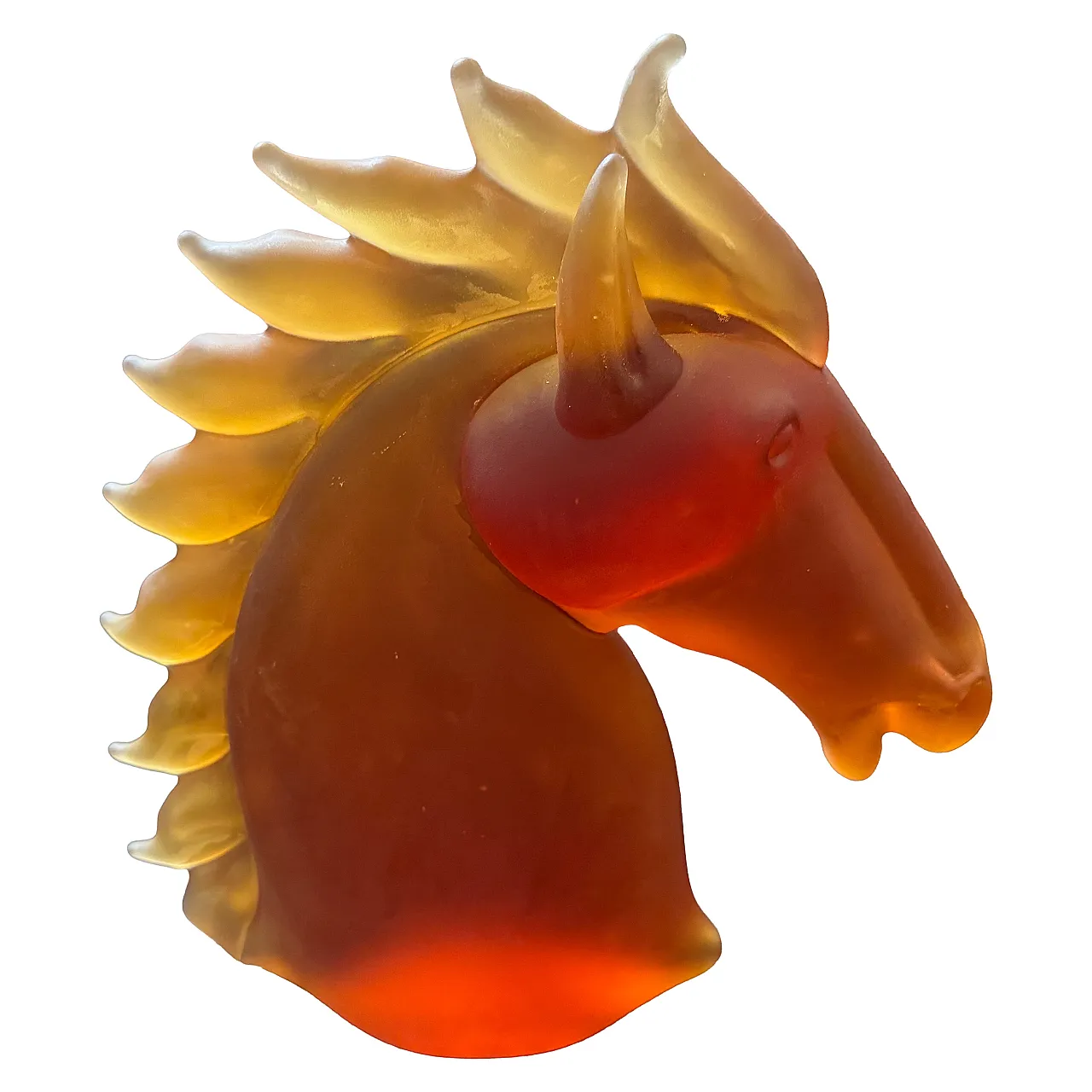 Modern heavy Murano glass sculpture of an horse head, 1990s 1
