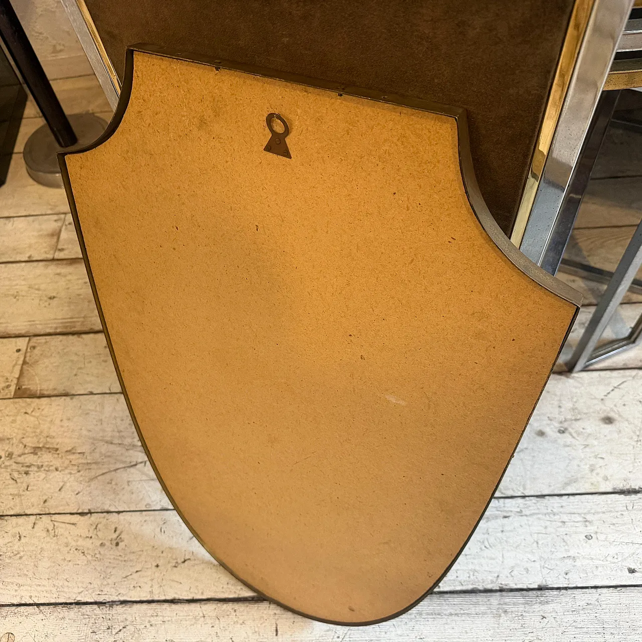 Specchio da parete con scudo d'ottone di Gio Ponti, anni '50 10