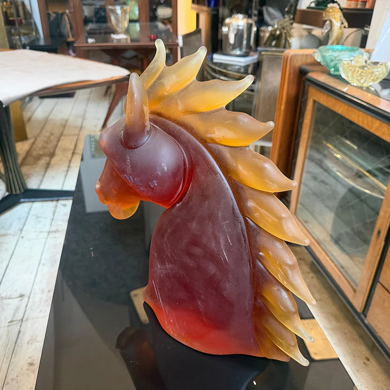 Modern heavy Murano glass sculpture of an horse head, 1990s 7