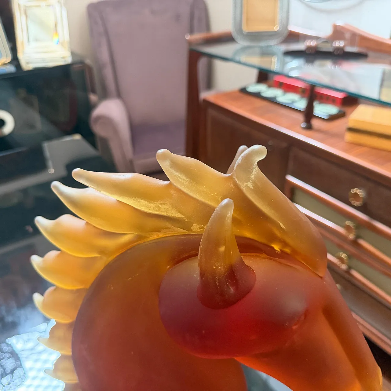 Modern heavy Murano glass sculpture of an horse head, 1990s 11