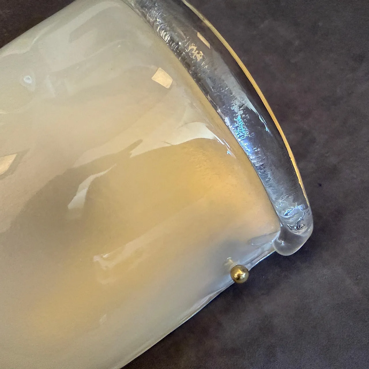 Barovier style Murano glass and brass wall sconces, 1990s 13