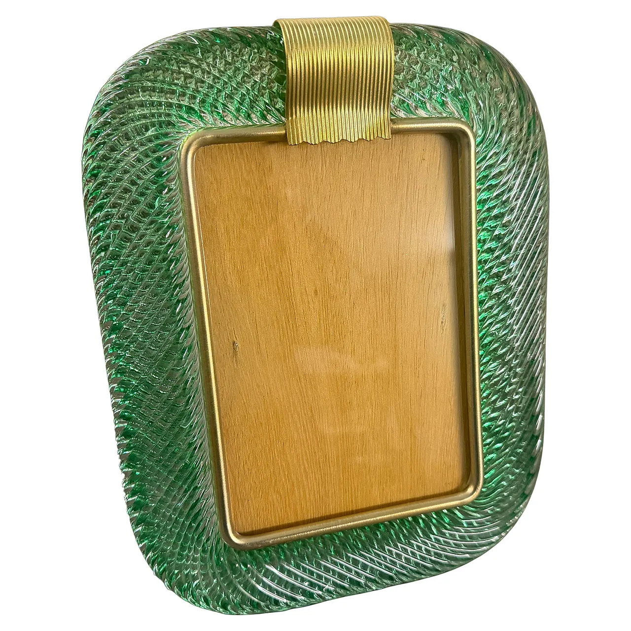 Barovier style Art deco green Murano glass picture frame, 1990s 1