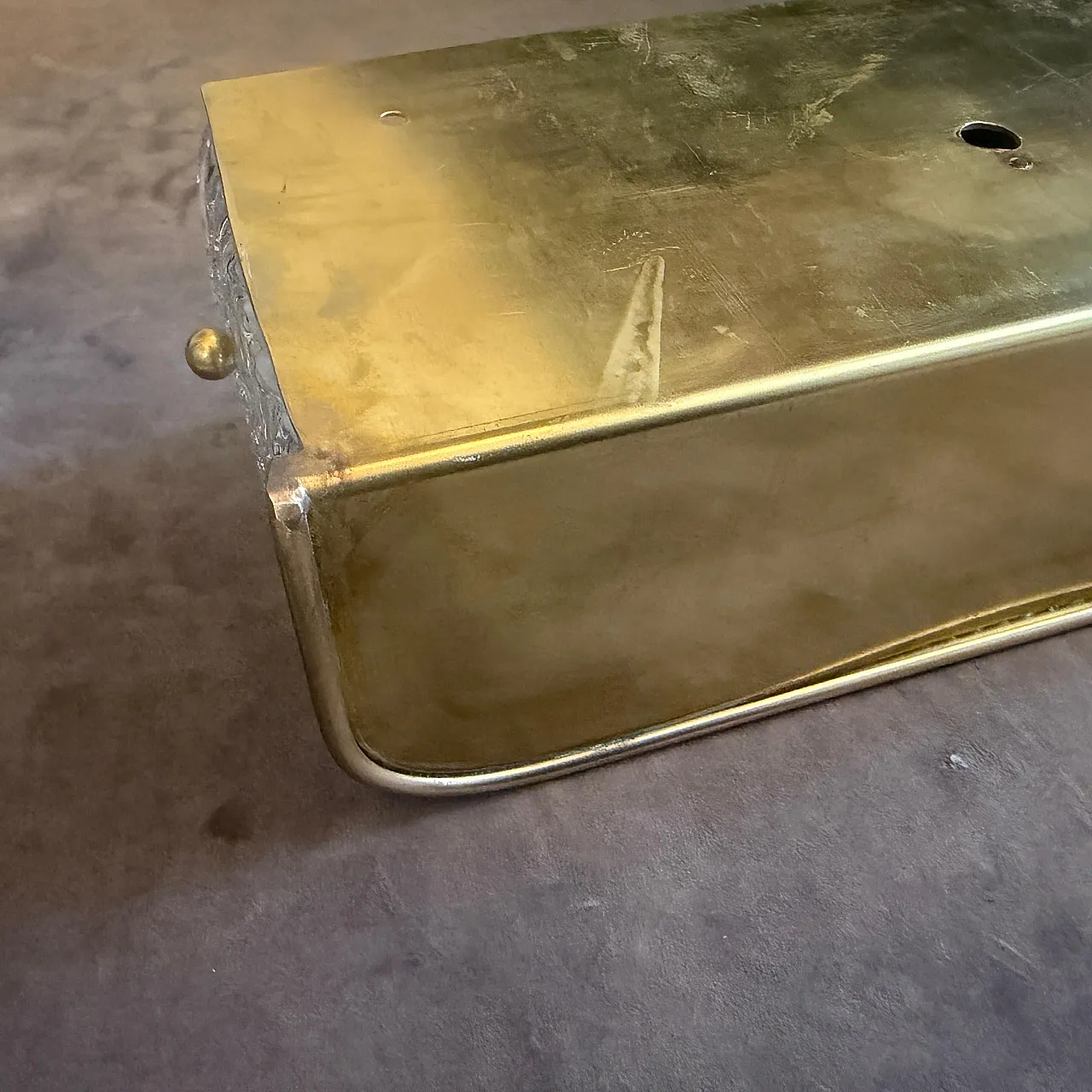 Pair of brass and glass rectangular wall sconces, 1990s 4