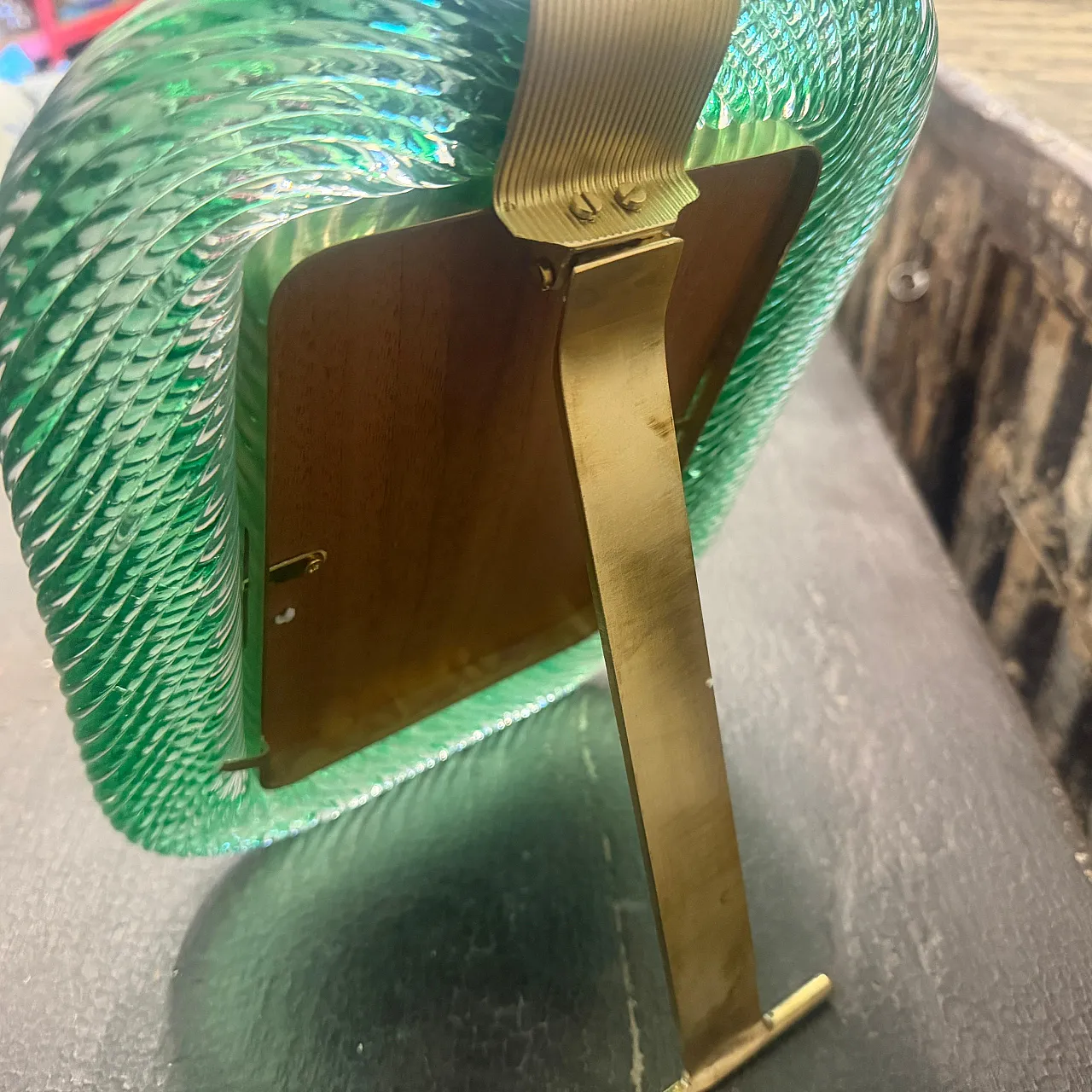 Barovier style Art deco green Murano glass picture frame, 1990s 6