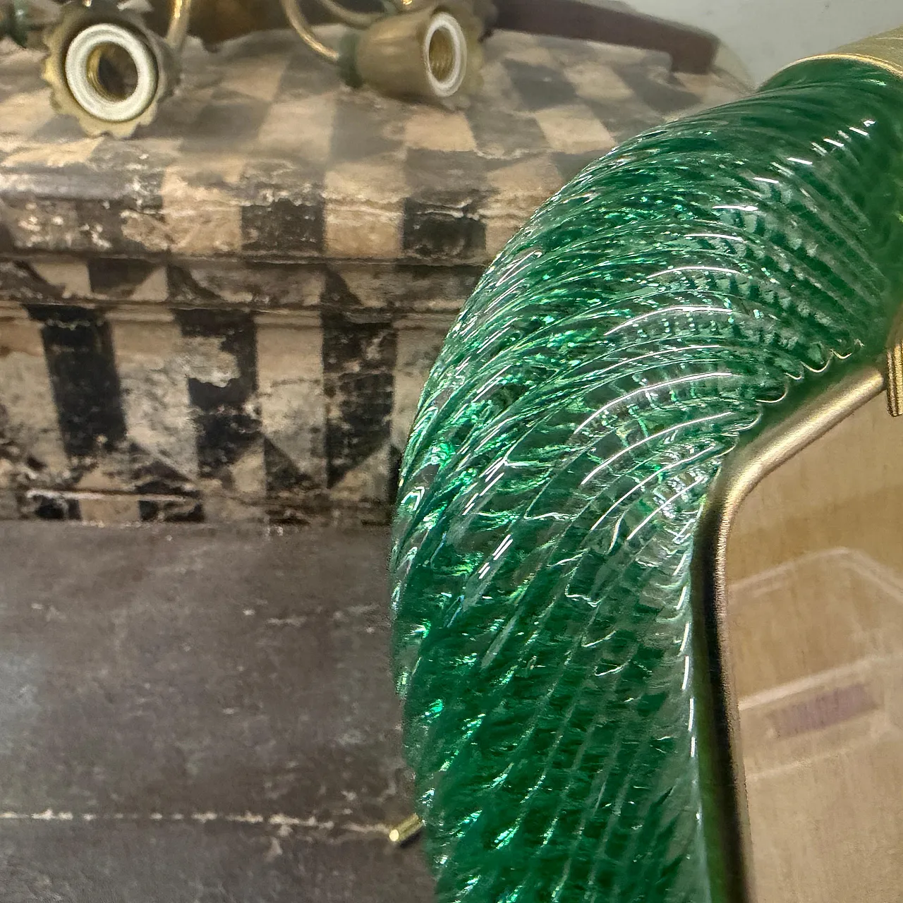 Barovier style Art deco green Murano glass picture frame, 1990s 10