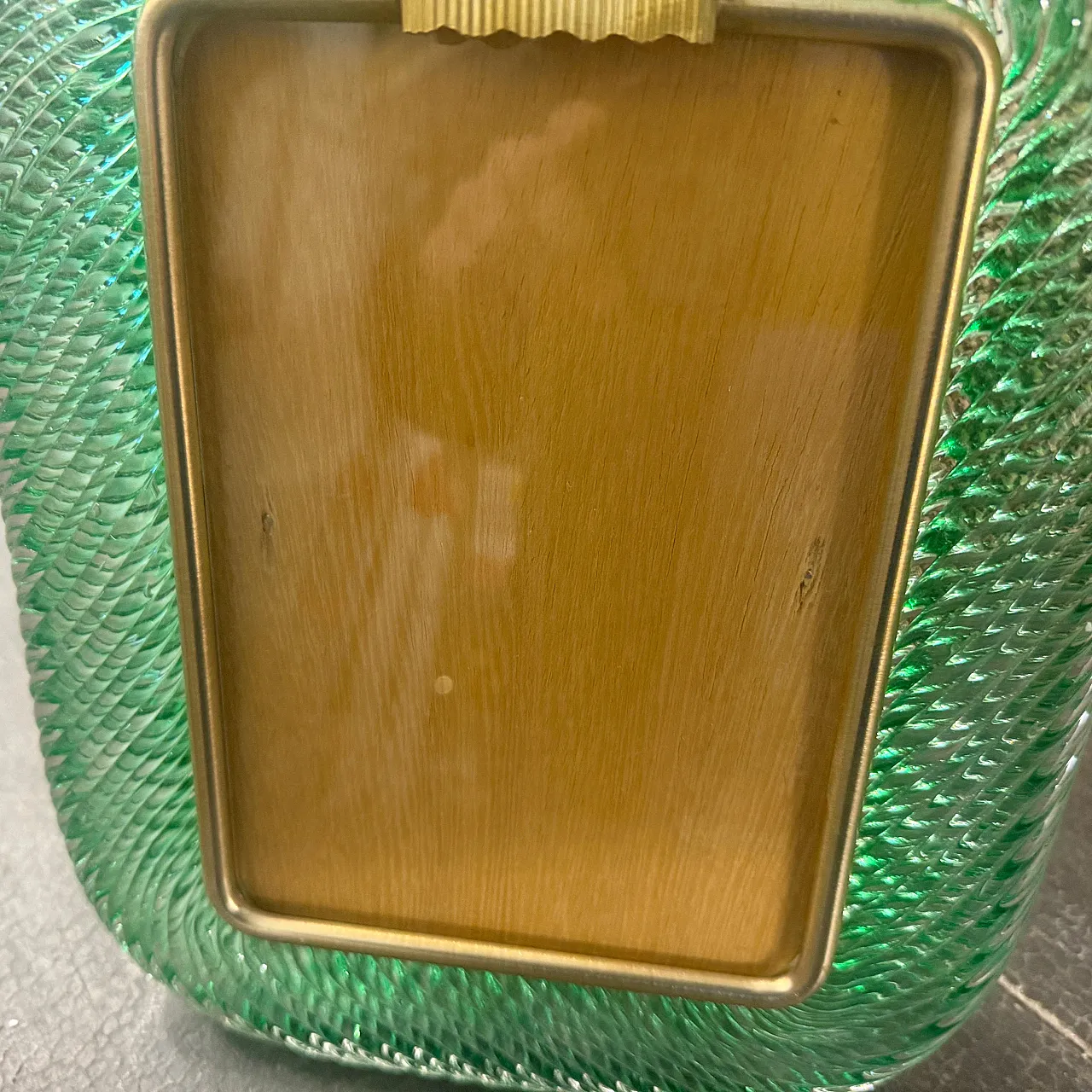 Barovier style Art deco green Murano glass picture frame, 1990s 12