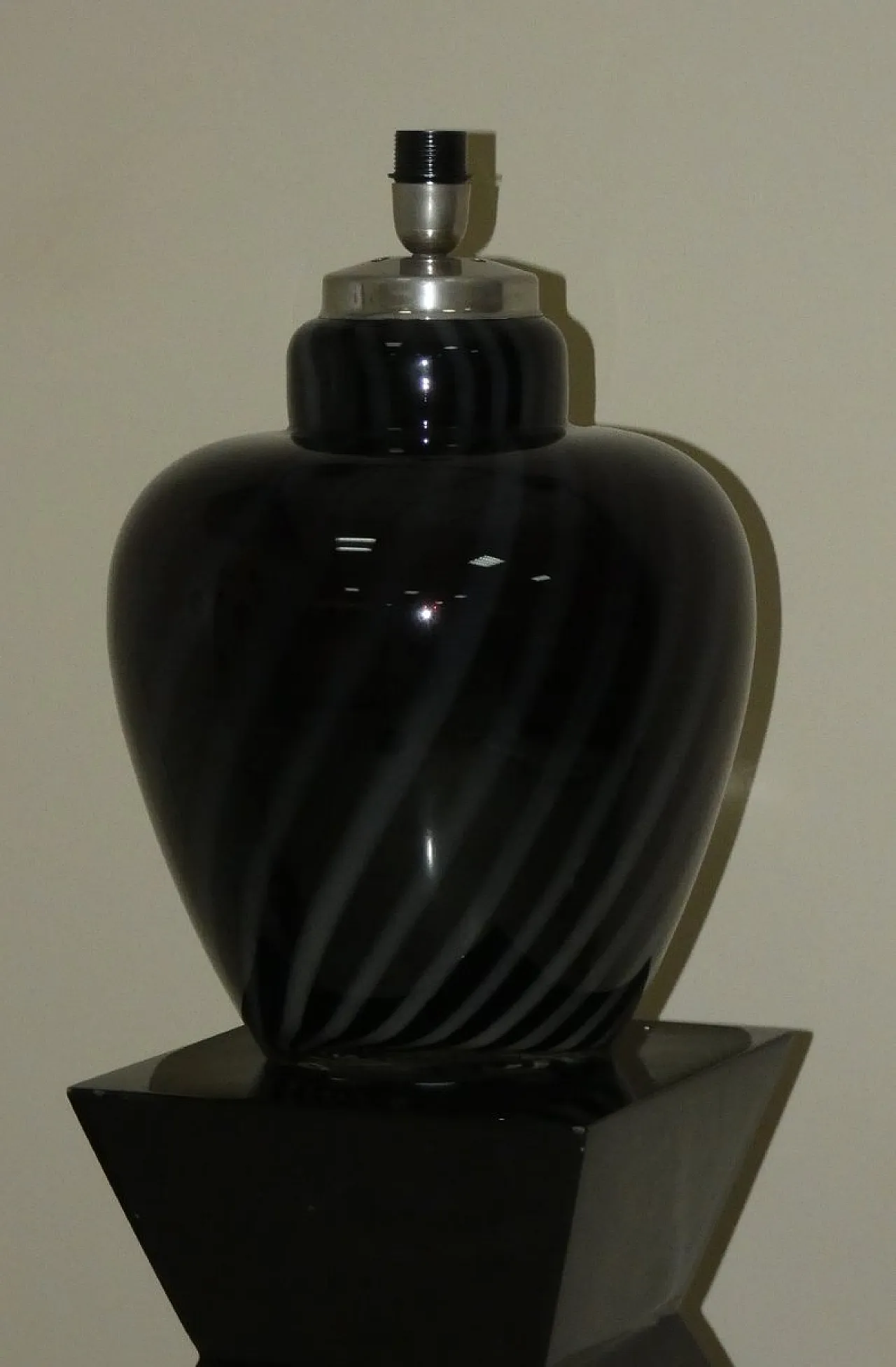 Murano glass and silver foil table lamp, 1970s 3