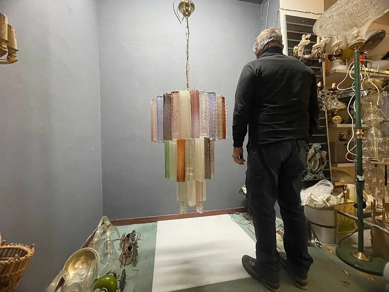 Lampadario Pop Art in vetro di Murano, Italia, anni '80 5