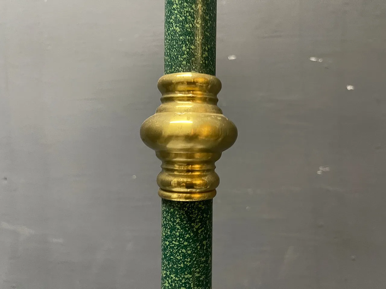 Green Murano glass floor lamp with large satin shade, Italy, 1980s 8