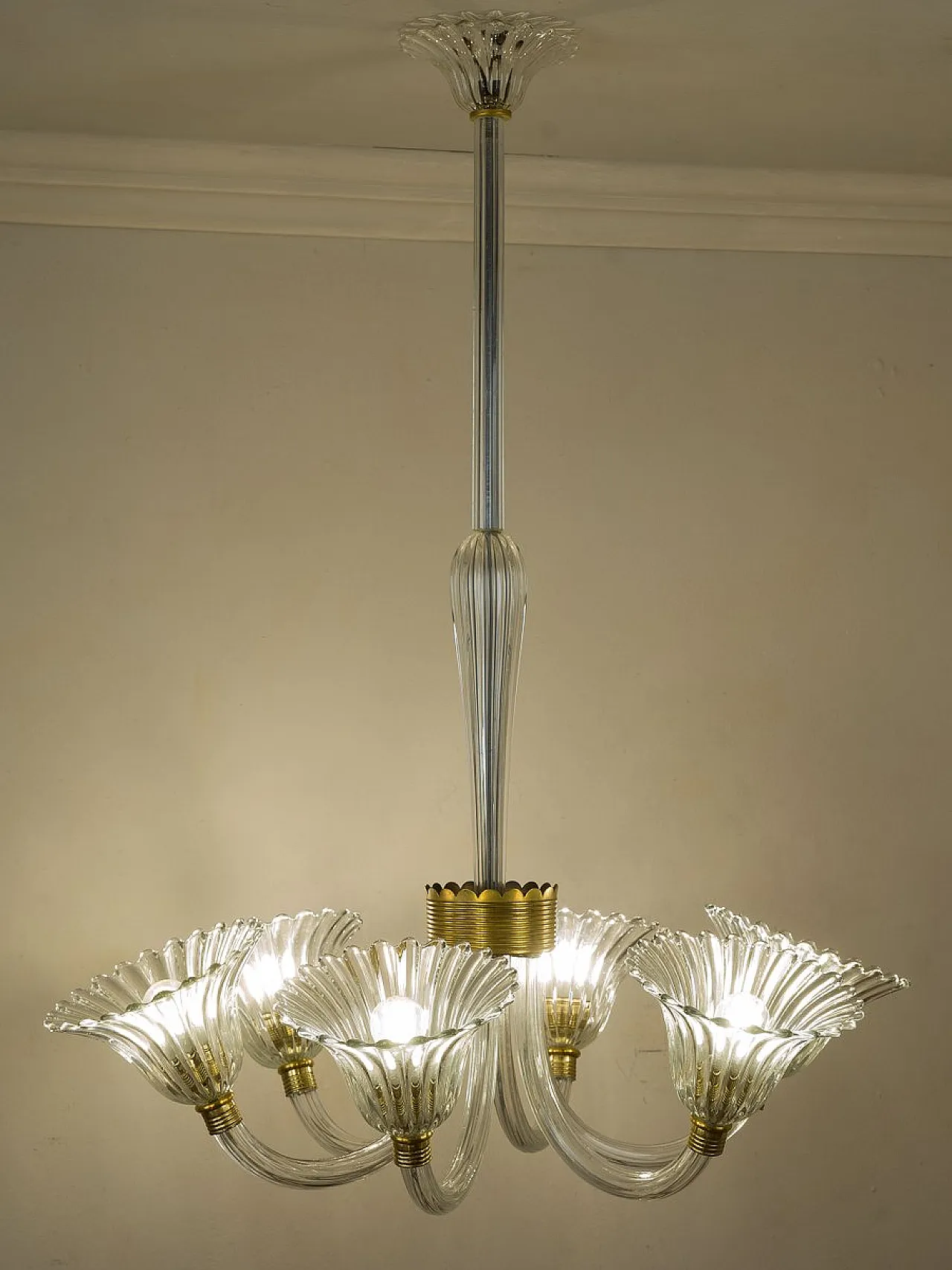 Lampadario in vetro di Murano attribuito a Barovier & Toso, anni '30 3