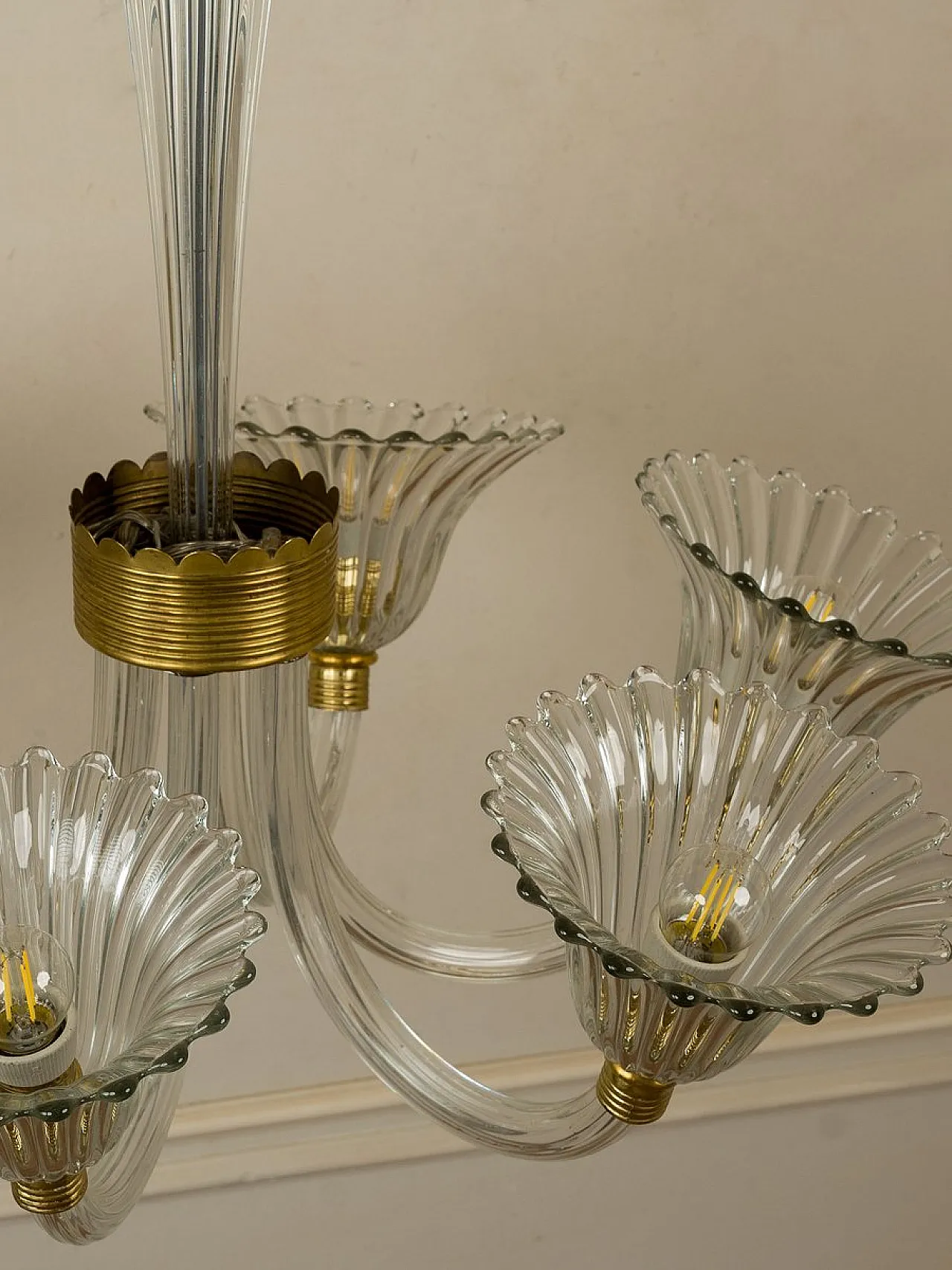 Lampadario in vetro di Murano attribuito a Barovier & Toso, anni '30 5