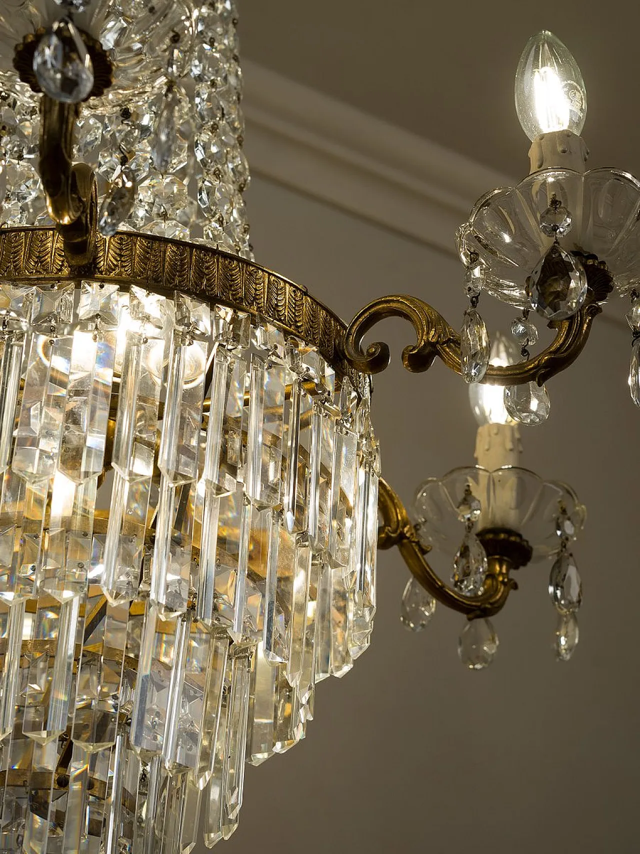 Lampadario in stile Impero in cristallo molato, anni '50 5