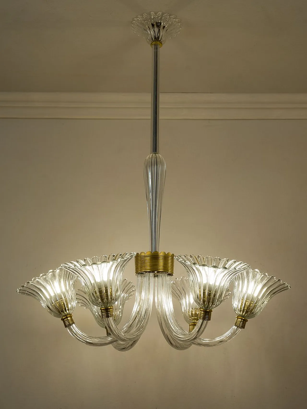 Lampadario in vetro di Murano attribuito a Barovier & Toso, anni '30 6