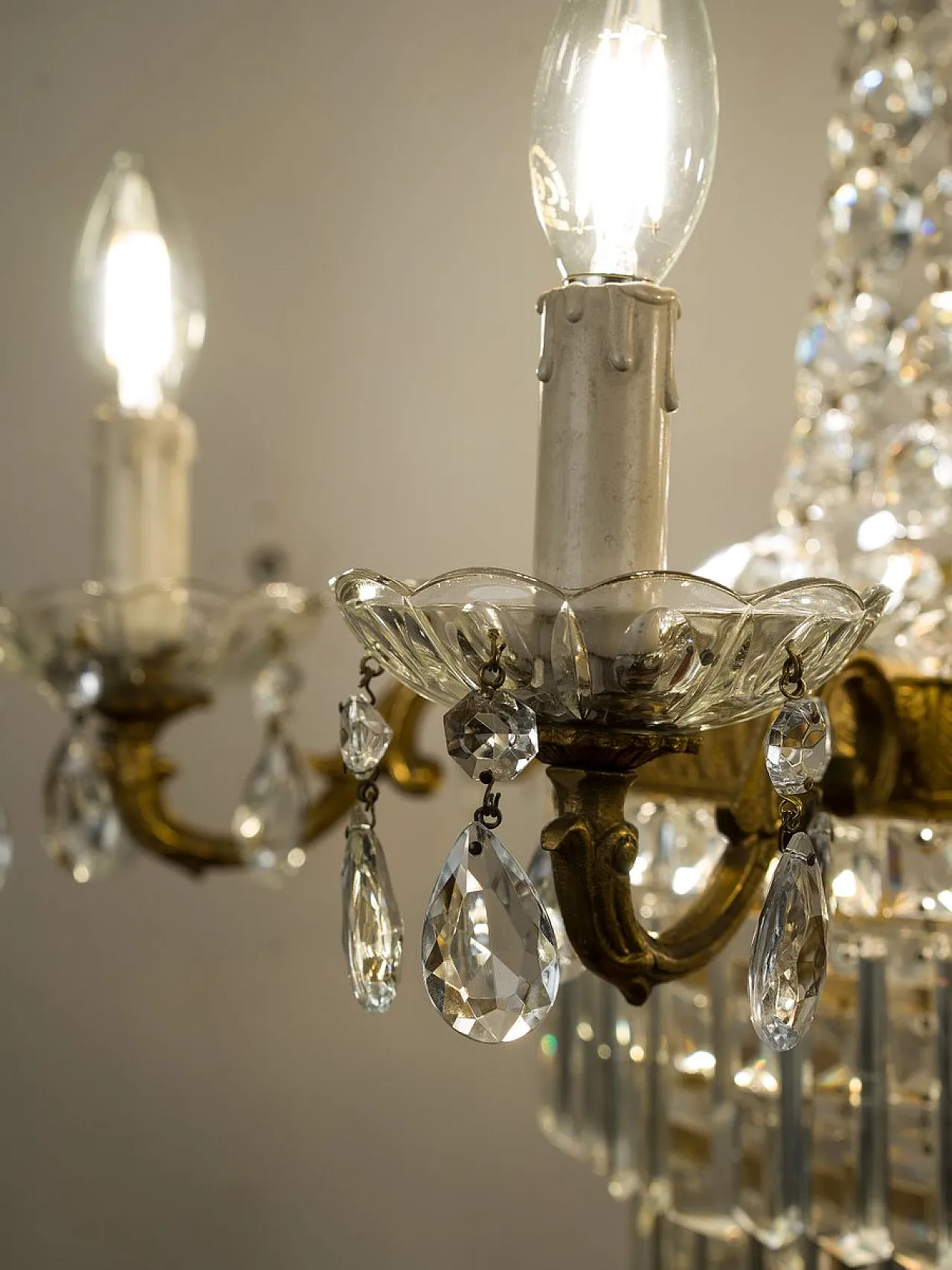 Lampadario in stile Impero in cristallo molato, anni '50 6