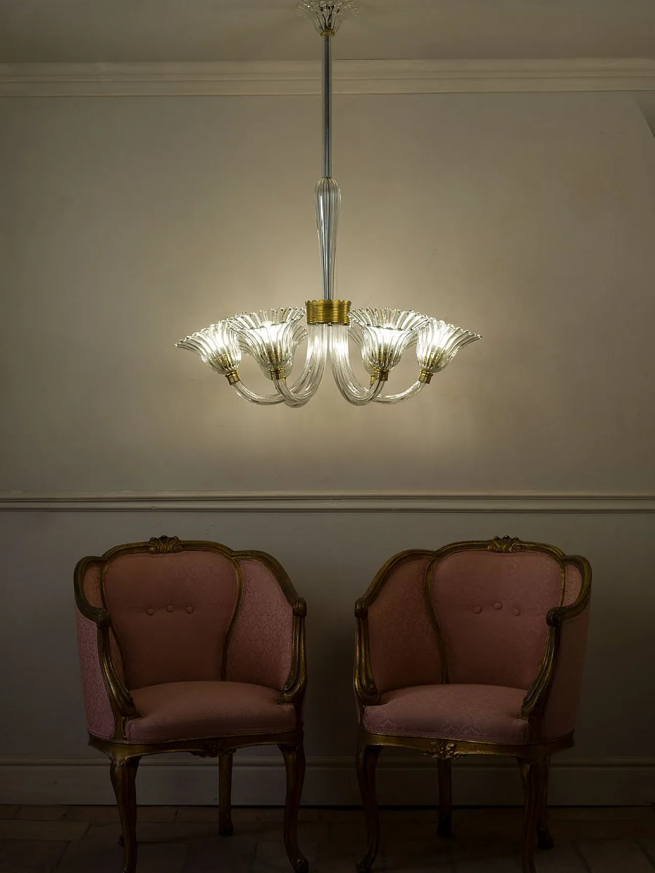 Lampadario in vetro di Murano attribuito a Barovier & Toso, anni '30 7
