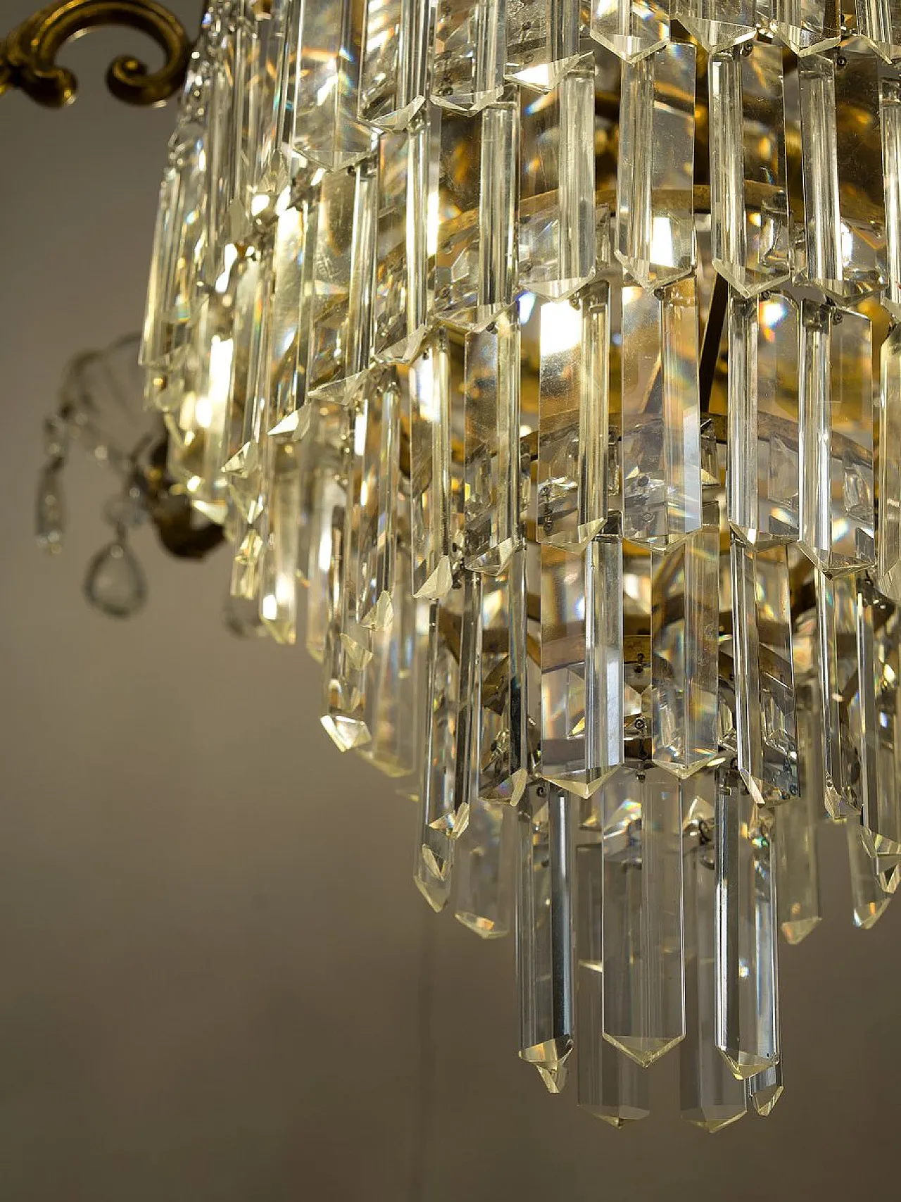 Lampadario in stile Impero in cristallo molato, anni '50 7