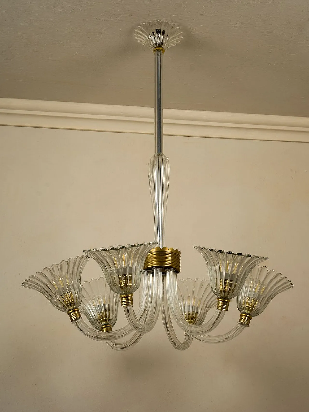 Lampadario in vetro di Murano attribuito a Barovier & Toso, anni '30 8