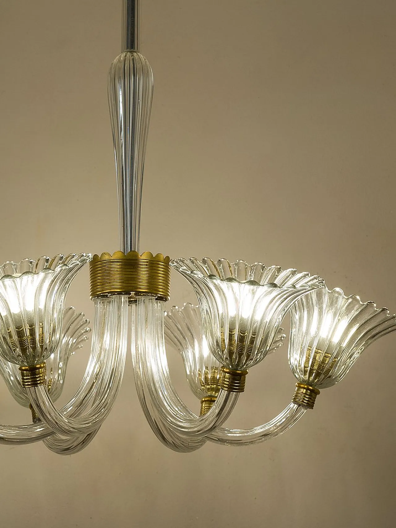 Lampadario in vetro di Murano attribuito a Barovier & Toso, anni '30 9
