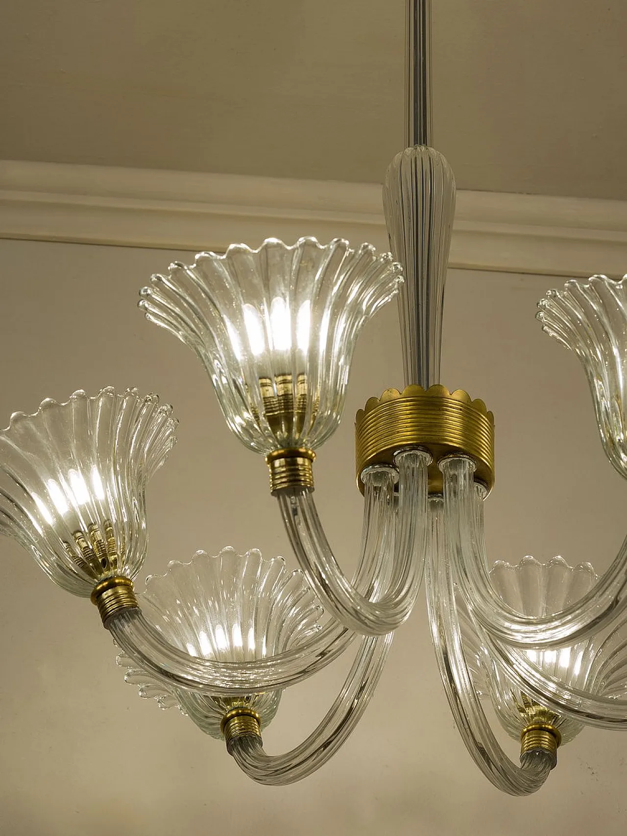 Lampadario in vetro di Murano attribuito a Barovier & Toso, anni '30 10